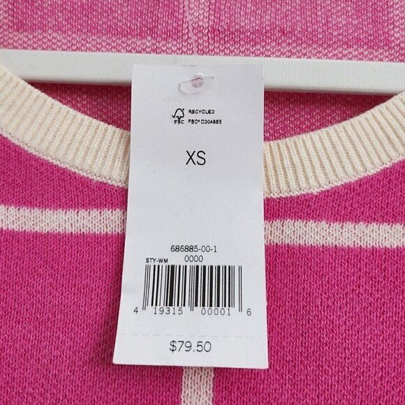 Banana Republic Sweater XS Pink Barbiecore Peplum Windowpane Long Sleeve NWT - Picture 5 of 11